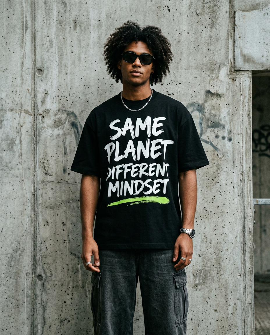 Different Mindset oversized t-shirt on model